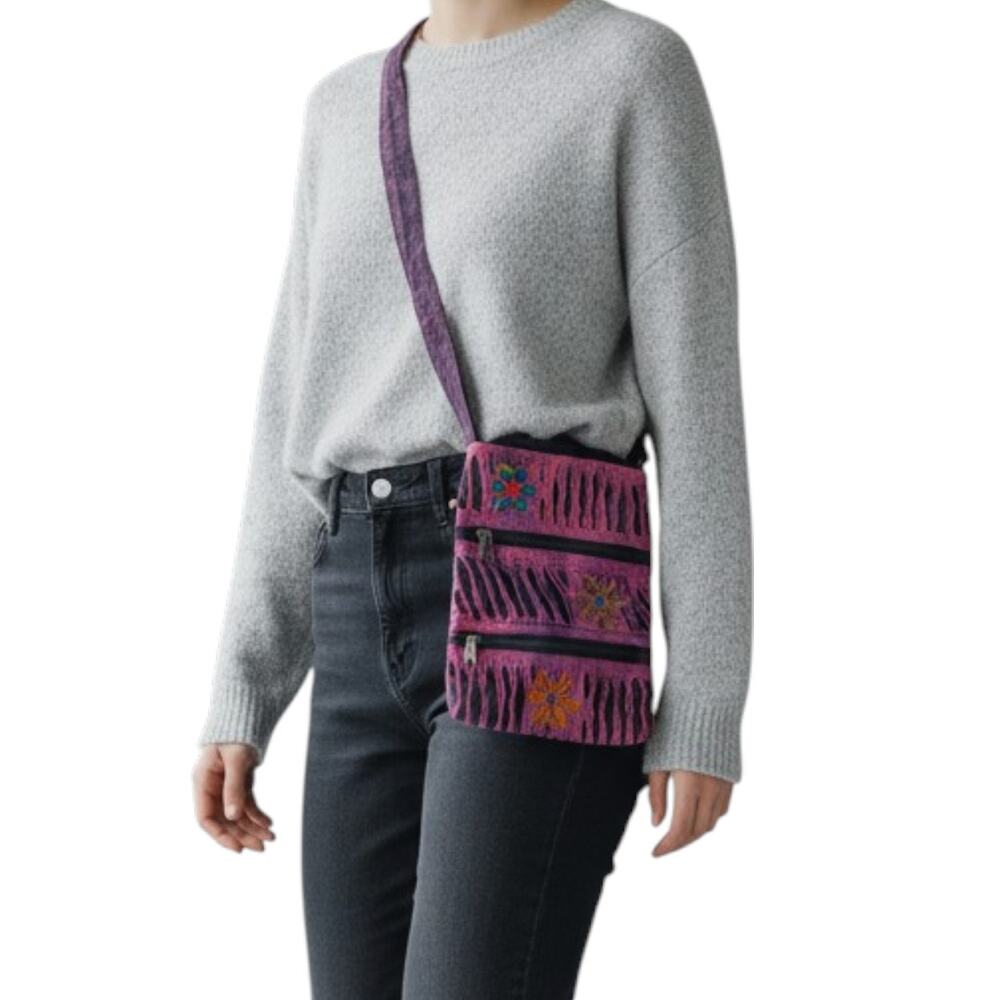 The Collection Royal Cotton Nepal Floral Dyed Crossbody Bag